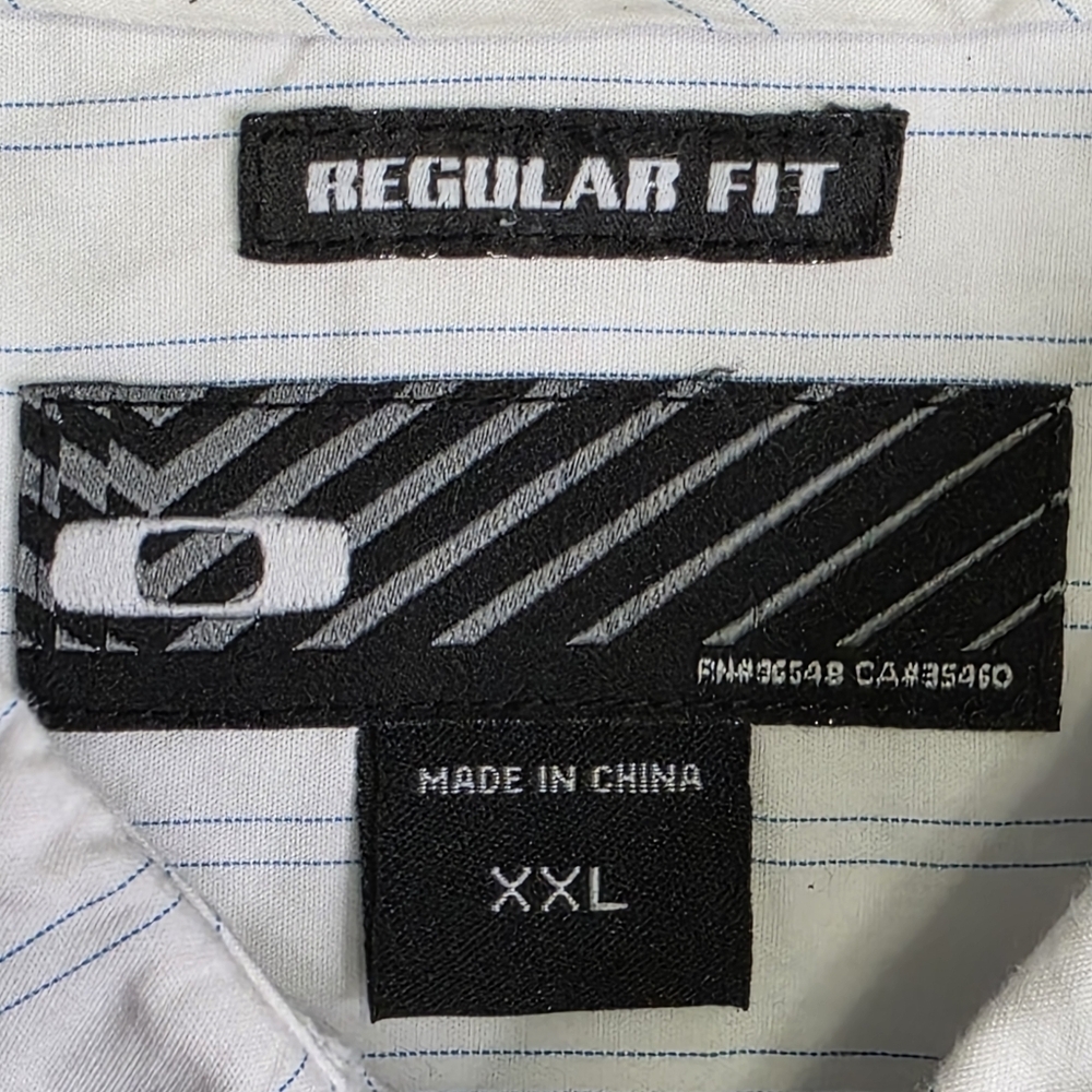 Oakley Men's Long Sleeve Button Down Casual Shirt Size XXL White w Blue Stripe - Picture 4 of 8